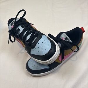 Nike Low-Top Sneakers in Light Blue, Pink & Black with Olive Accents